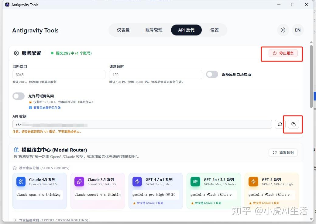API 反代开启界面